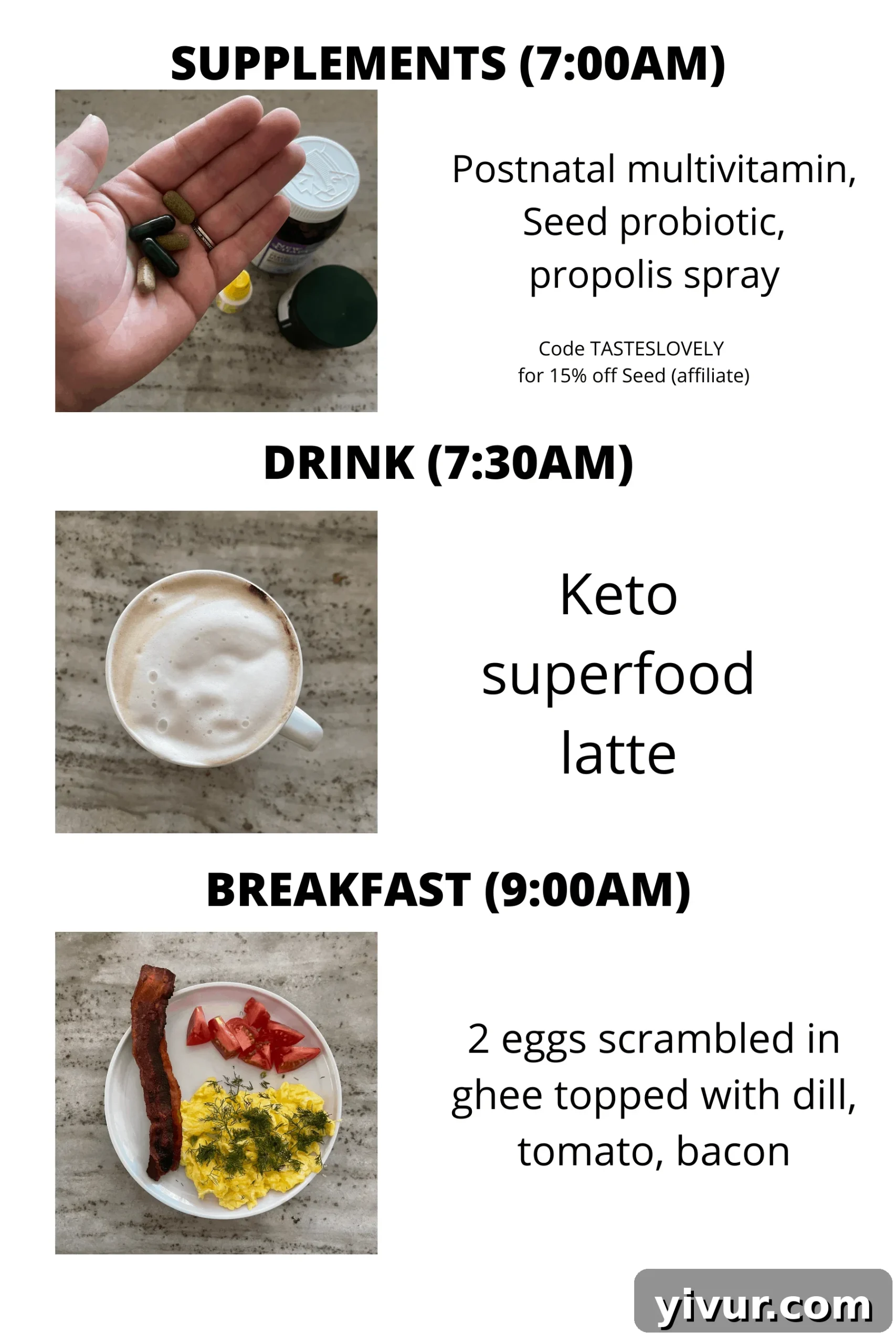 Morning supplements and keto superfood latte