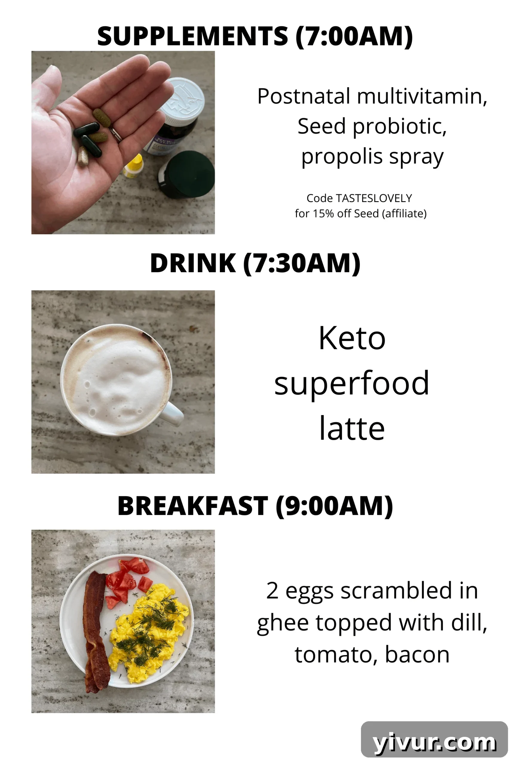 Morning supplements and keto superfood latte