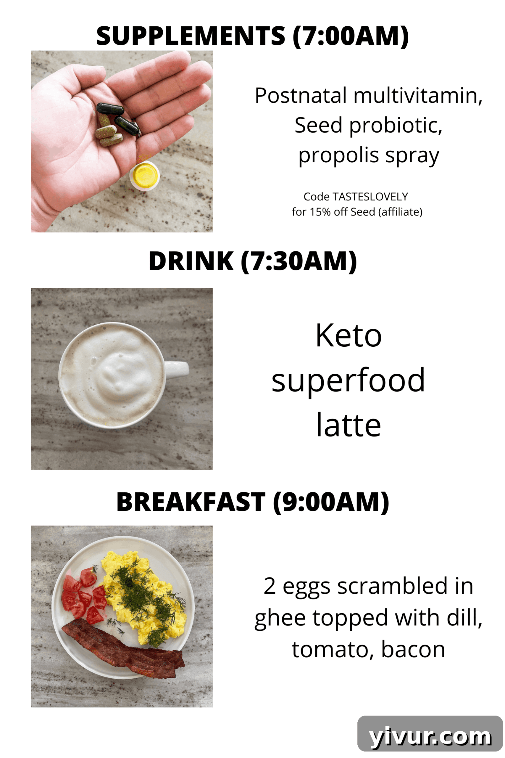 Morning supplements and keto superfood latte