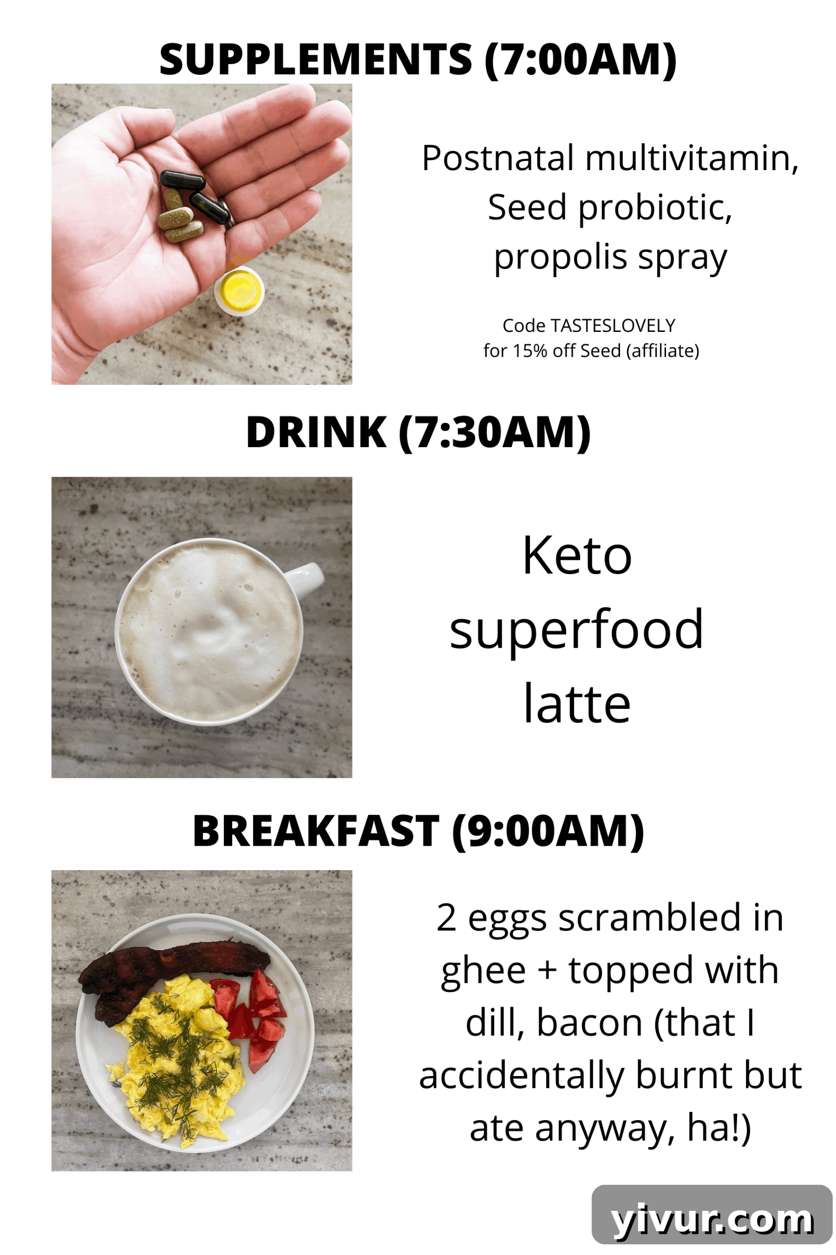 Morning supplements and keto superfood latte