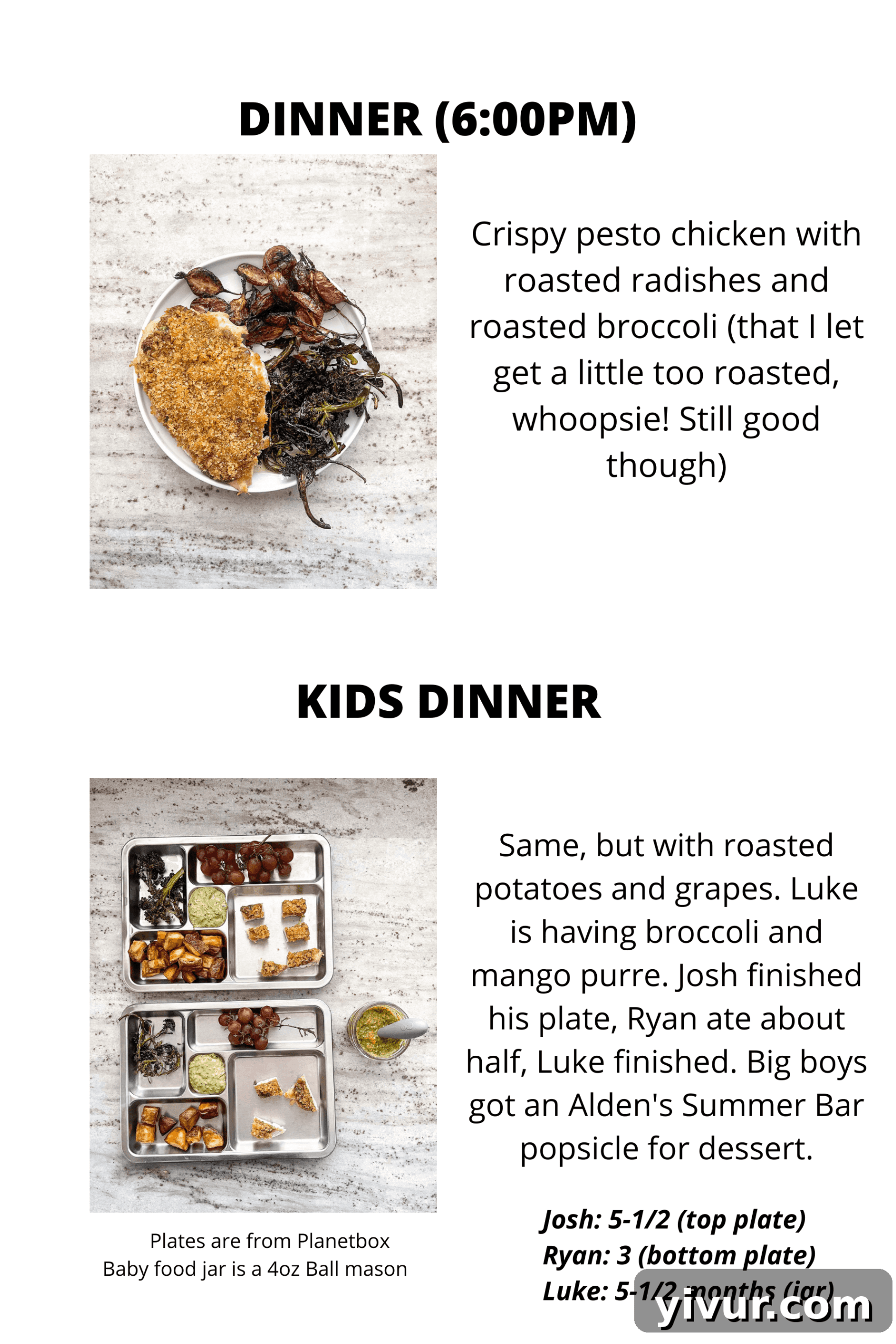 Keto Crispy Pesto Chicken with roasted radishes, broccoli, and potatoes