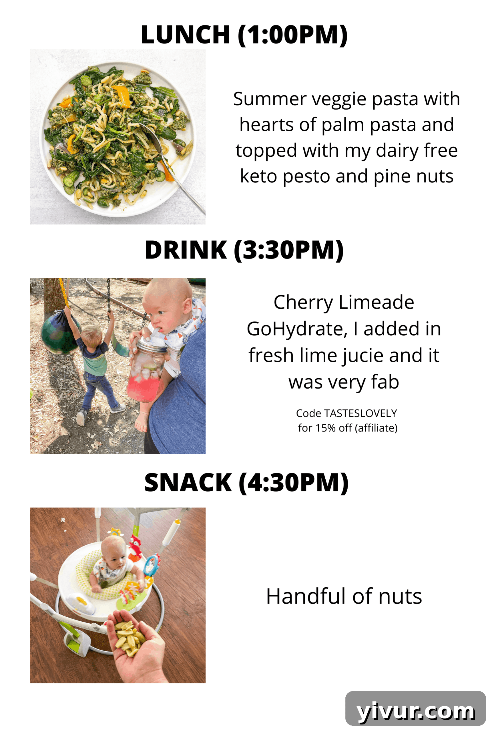 Hearts of palm pasta with dairy-free keto pesto and GoHydrate