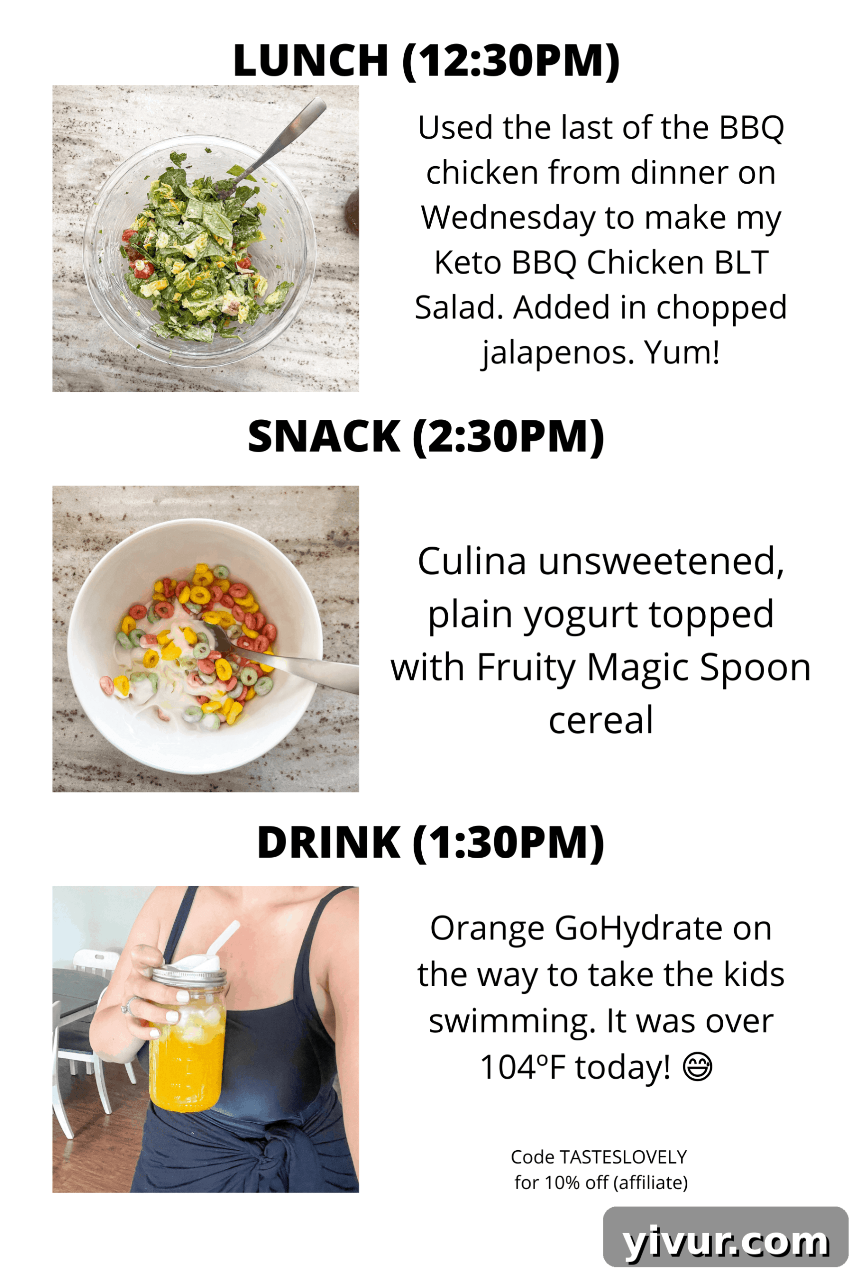 Keto BBQ Chicken BLT Salad and GoHydrate