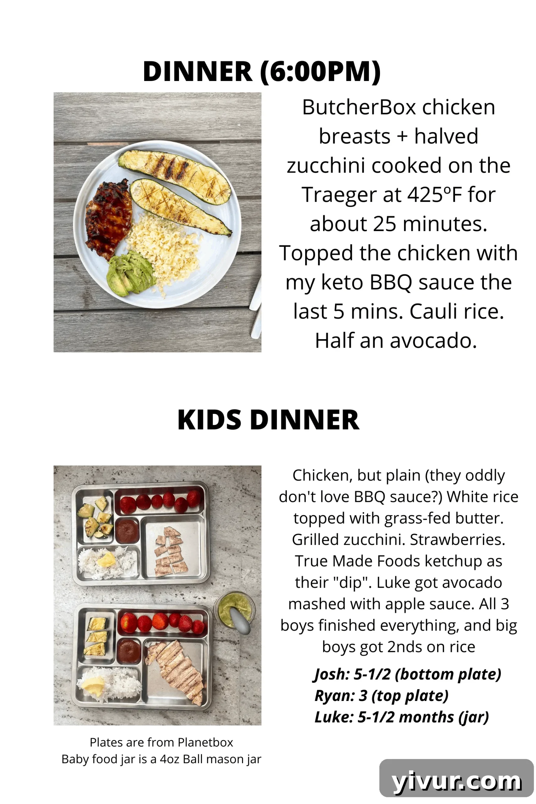 ButcherBox Chicken with Keto BBQ sauce, cauliflower rice, and True Made Foods Ketchup