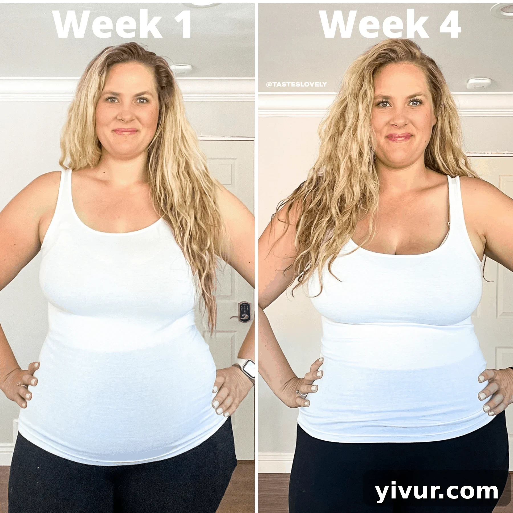Woman smiling, illustrating the journey of weight loss and body transformation.