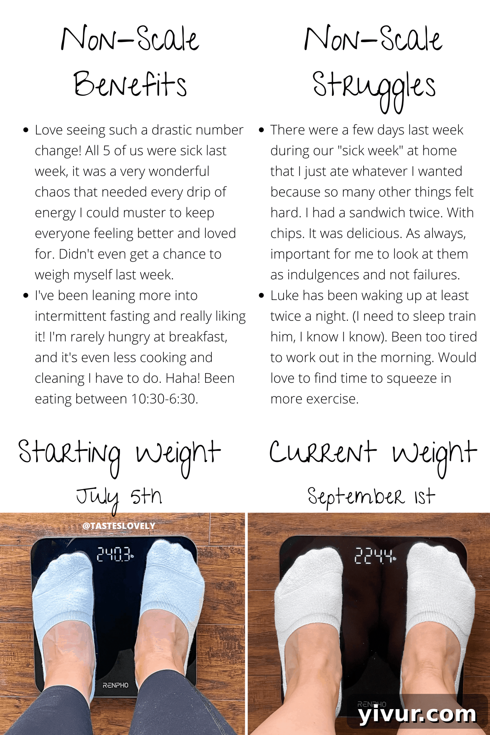 Further progress details for Weeks 7-8 weight loss.