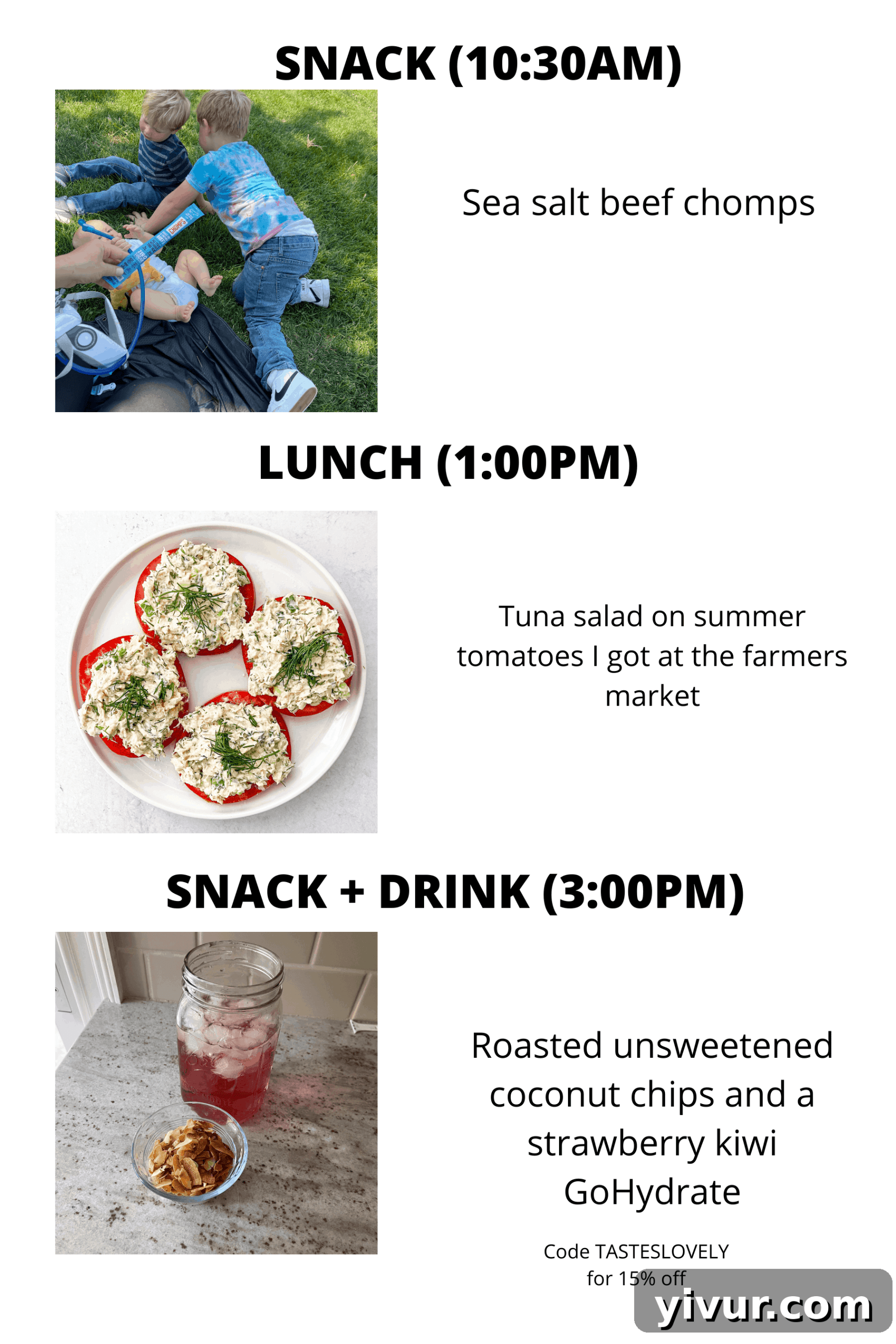 Keto tuna salad and hydration drink for lunch