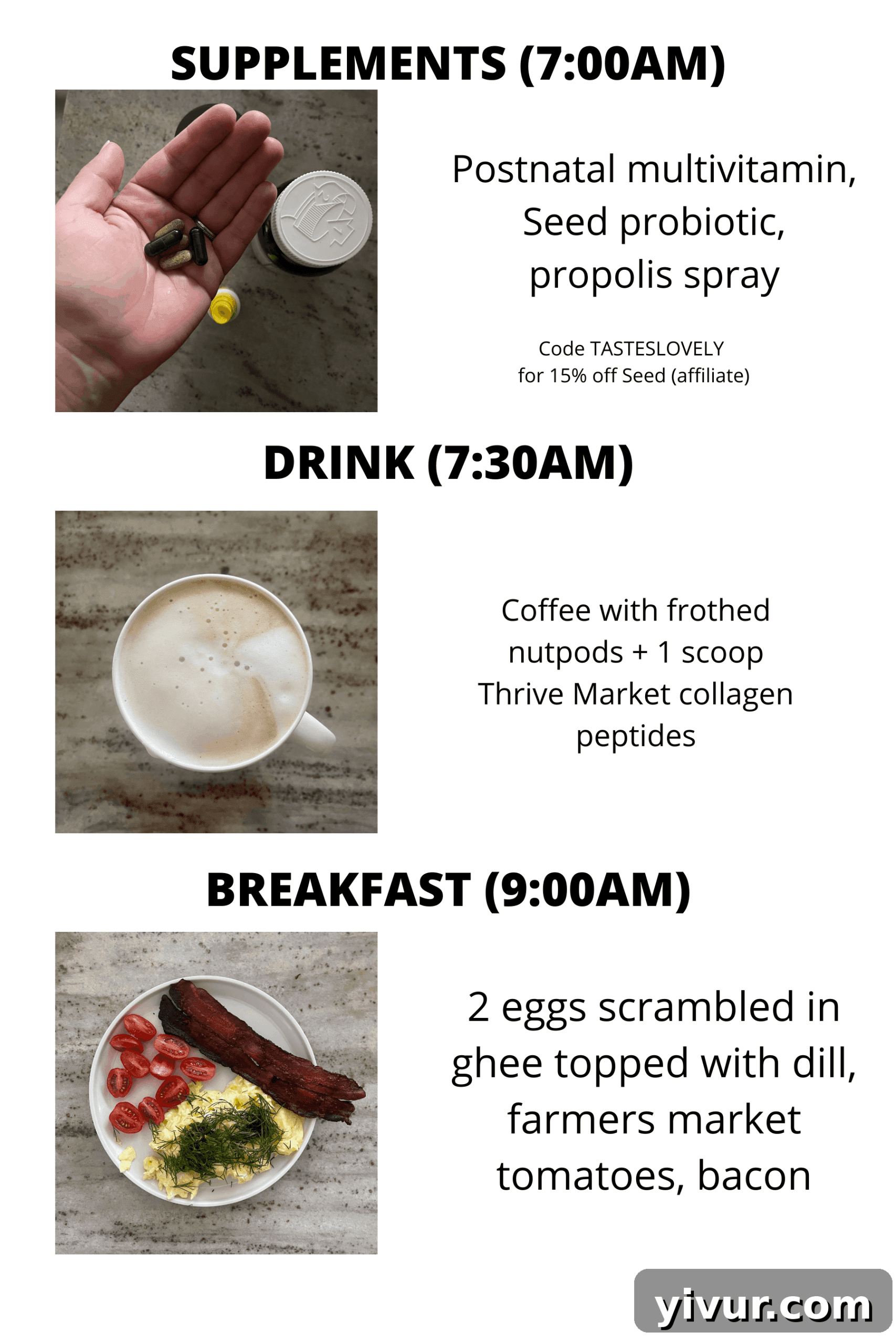 Daily supplements and coffee with Nutpods