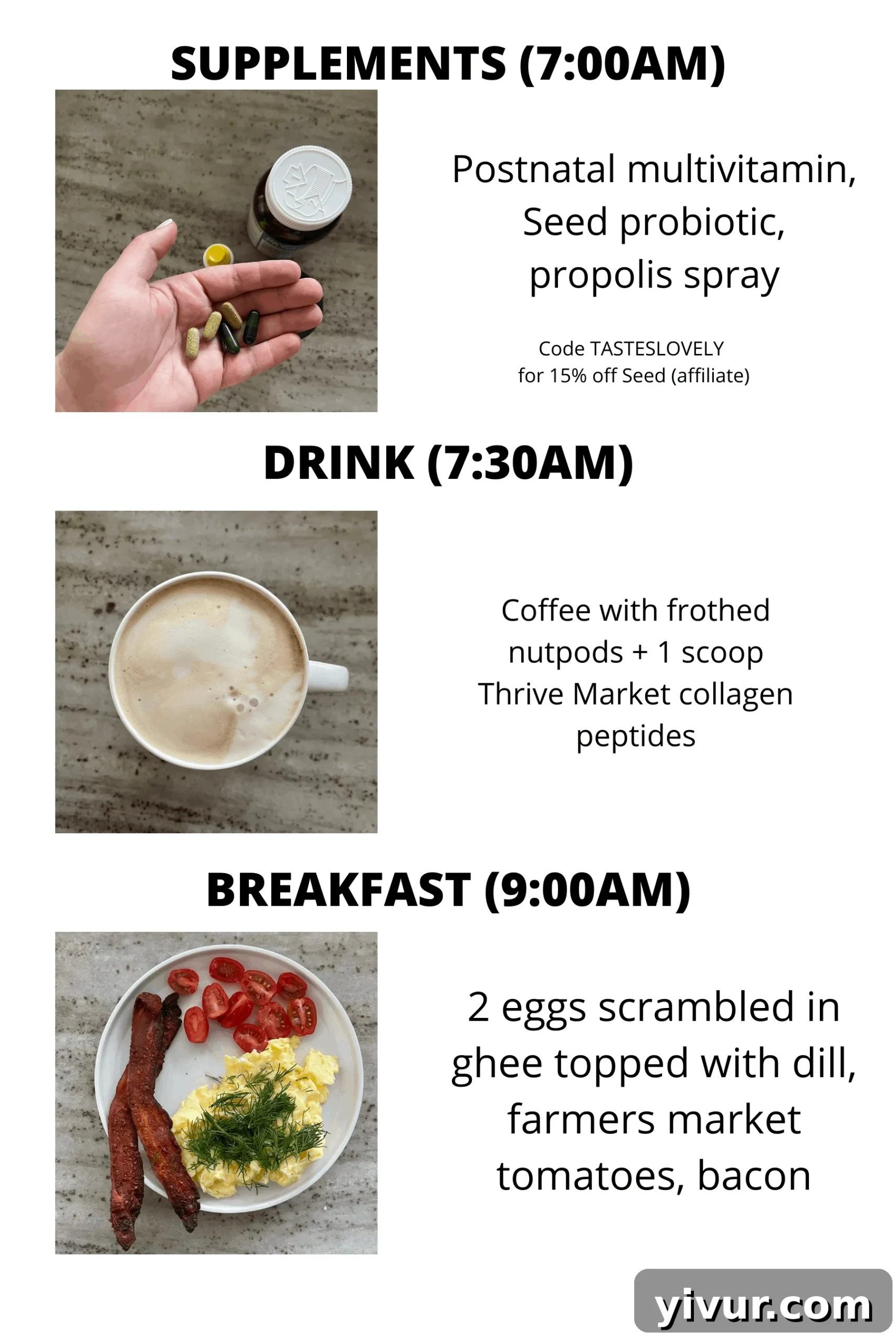 Essential morning routine with supplements