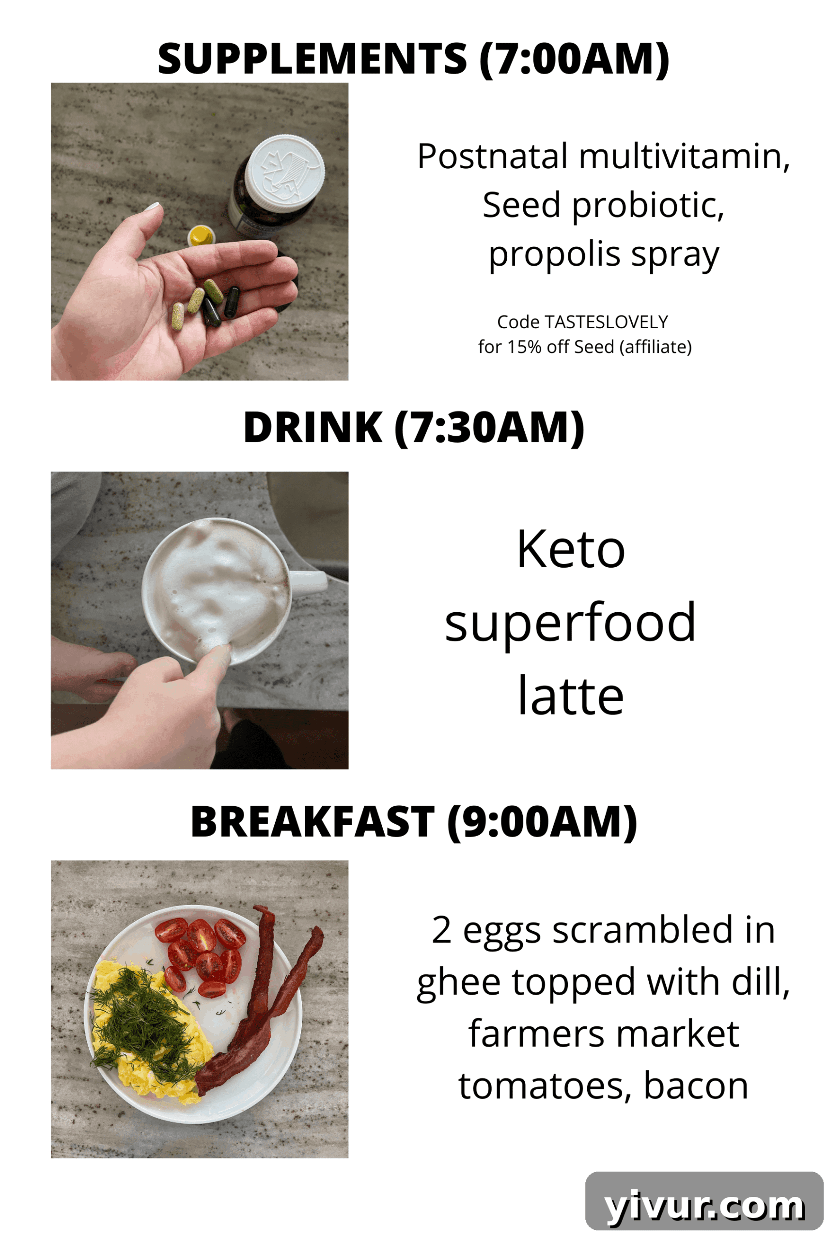 Morning supplements and keto superfood latte