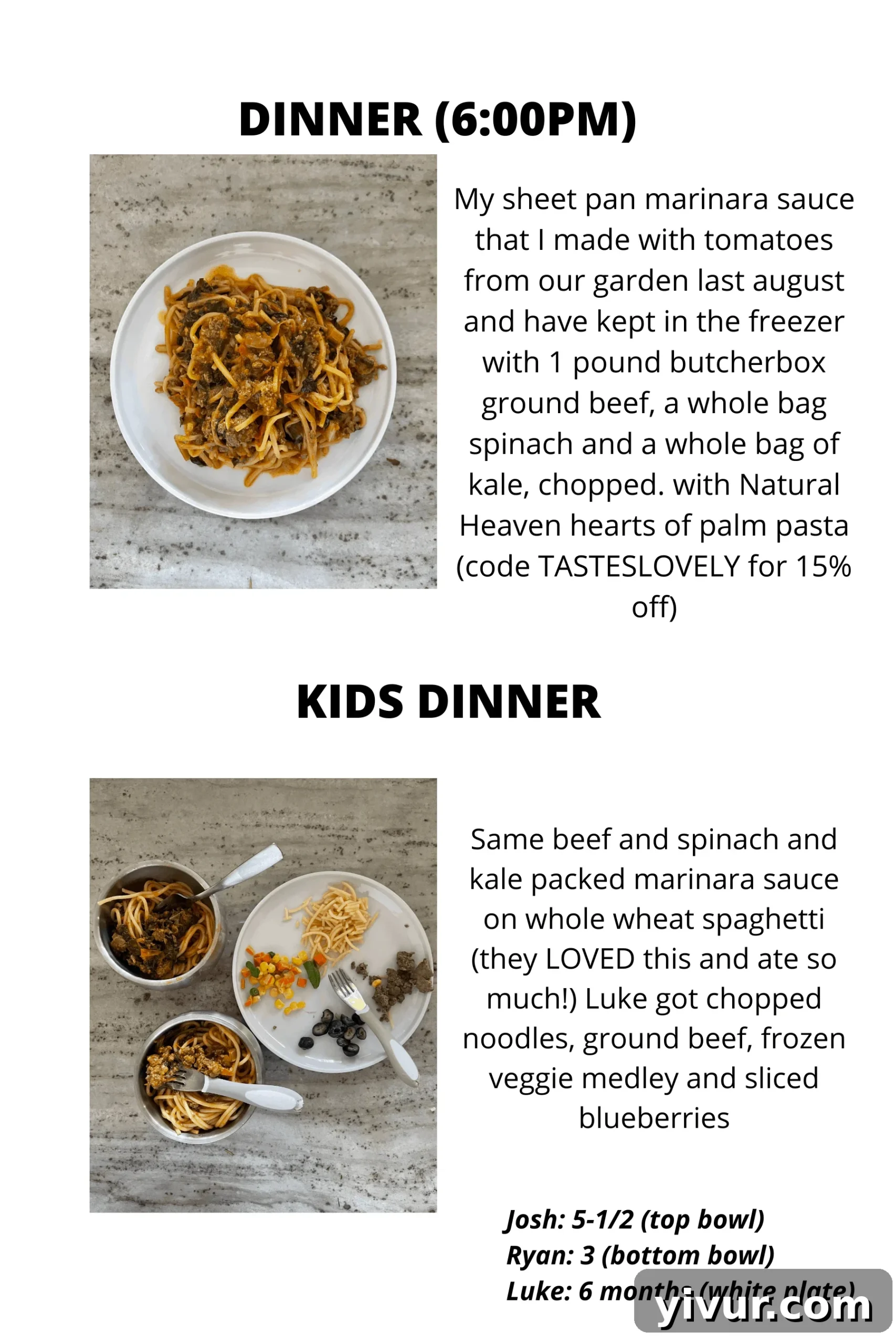 Hearts of palm pasta with keto marinara and ButcherBox protein