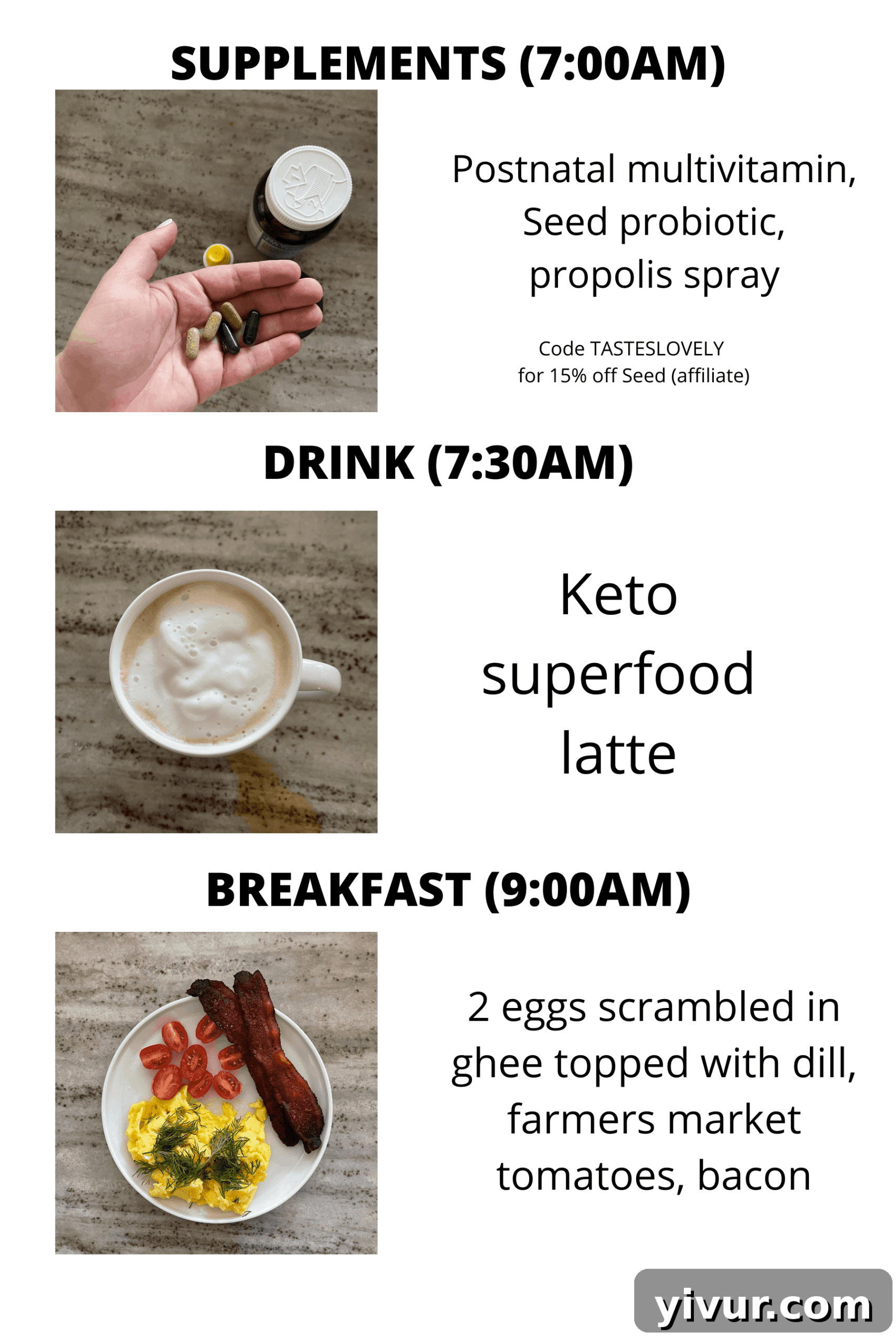 Morning supplements and a superfood latte