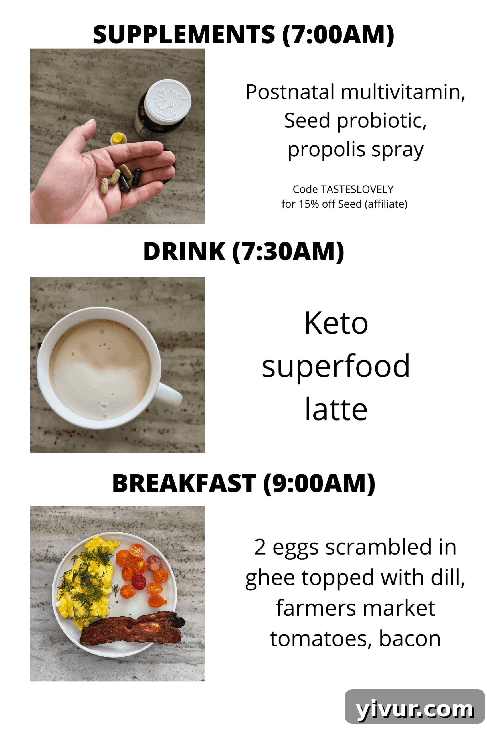Morning supplements and keto superfood latte