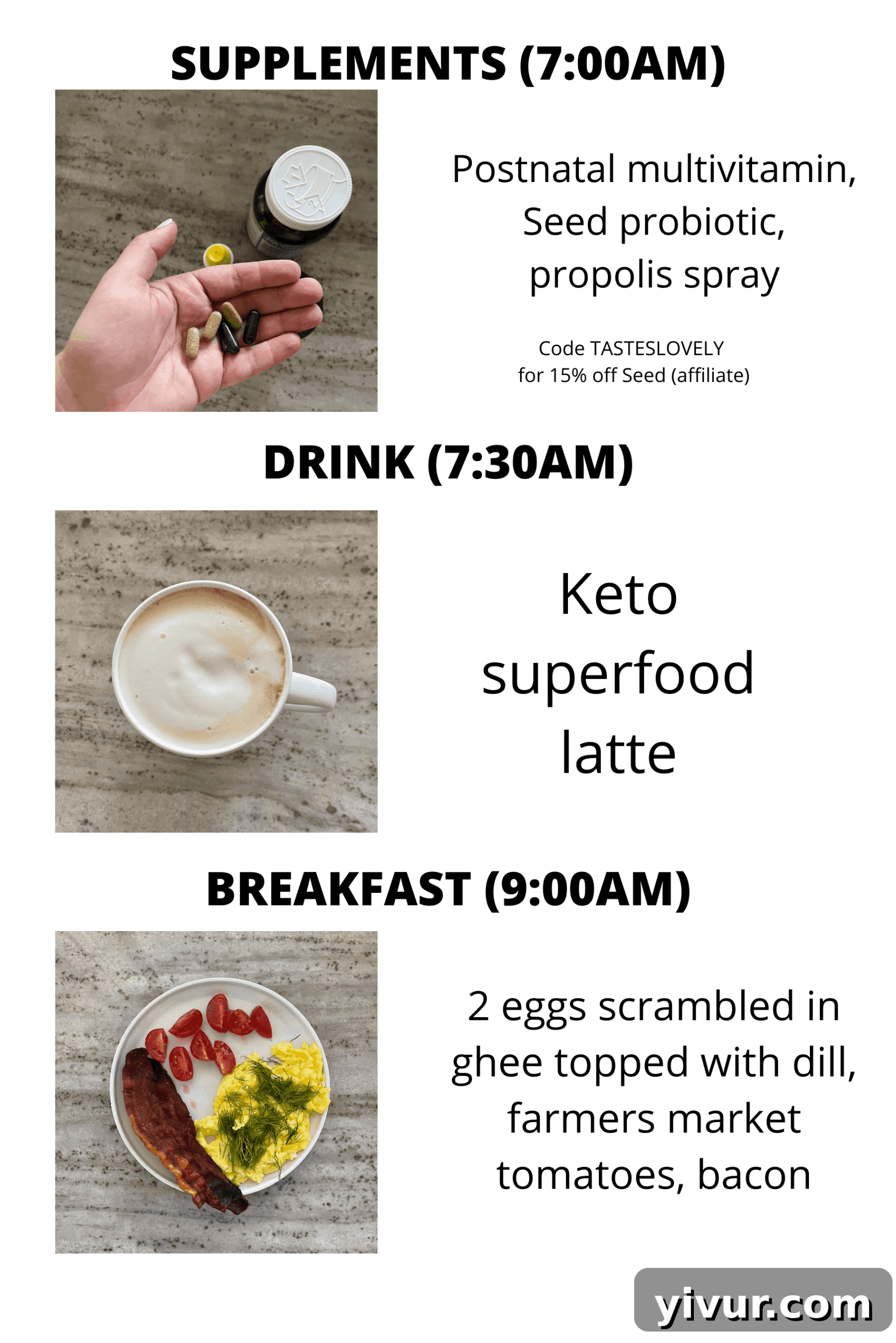 Morning supplements and keto superfood latte
