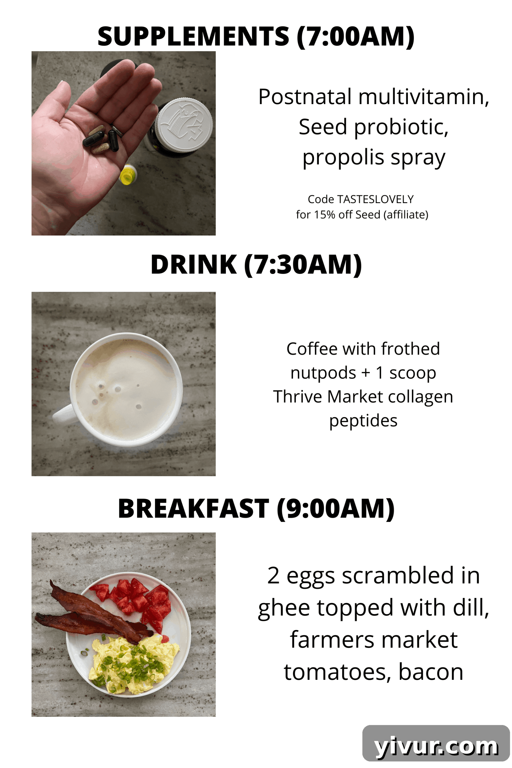 Morning supplements and coffee