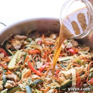 Keto Stir Fry Sauce in a bowl with vegetables