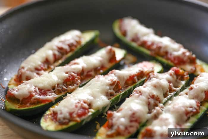 Sausage Stuffed Zucchini fresh out of the oven