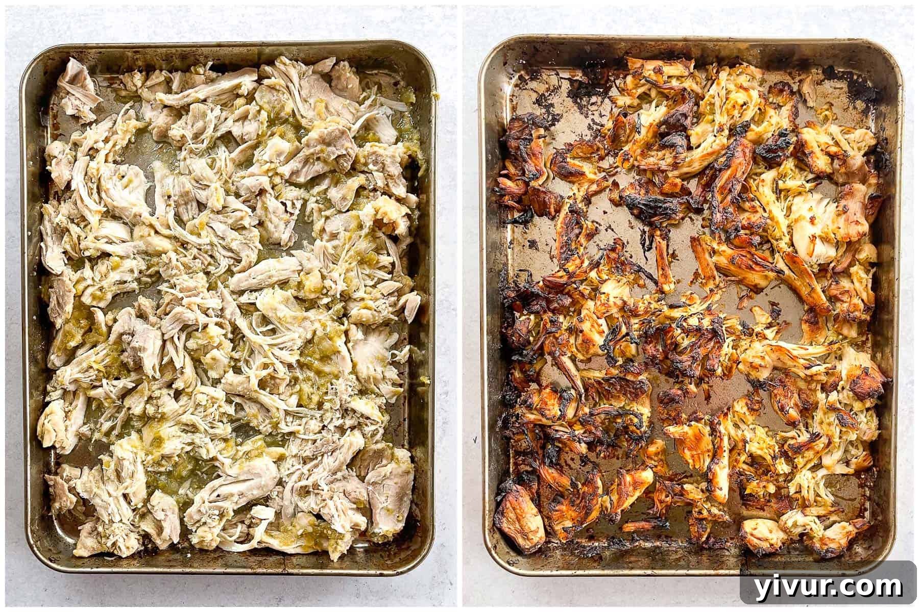 keto crispy verde chicken on a sheet pan with a white background