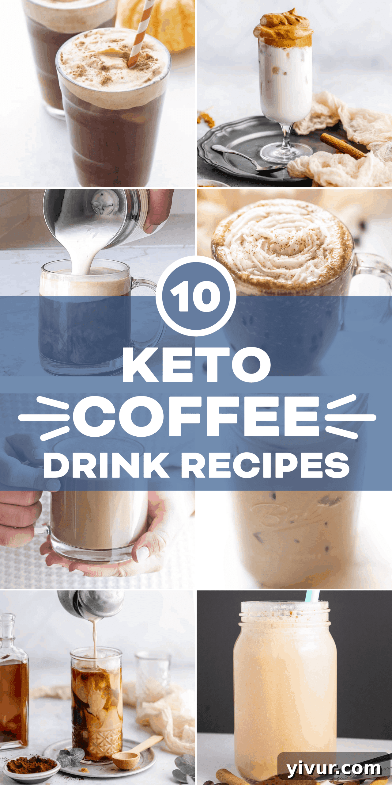 Sip Smart: Creative Keto Coffee Brews 2 A frothy keto coffee drink in a clear mug, garnished with cinnamon, representing delicious low-carb homemade coffee.
