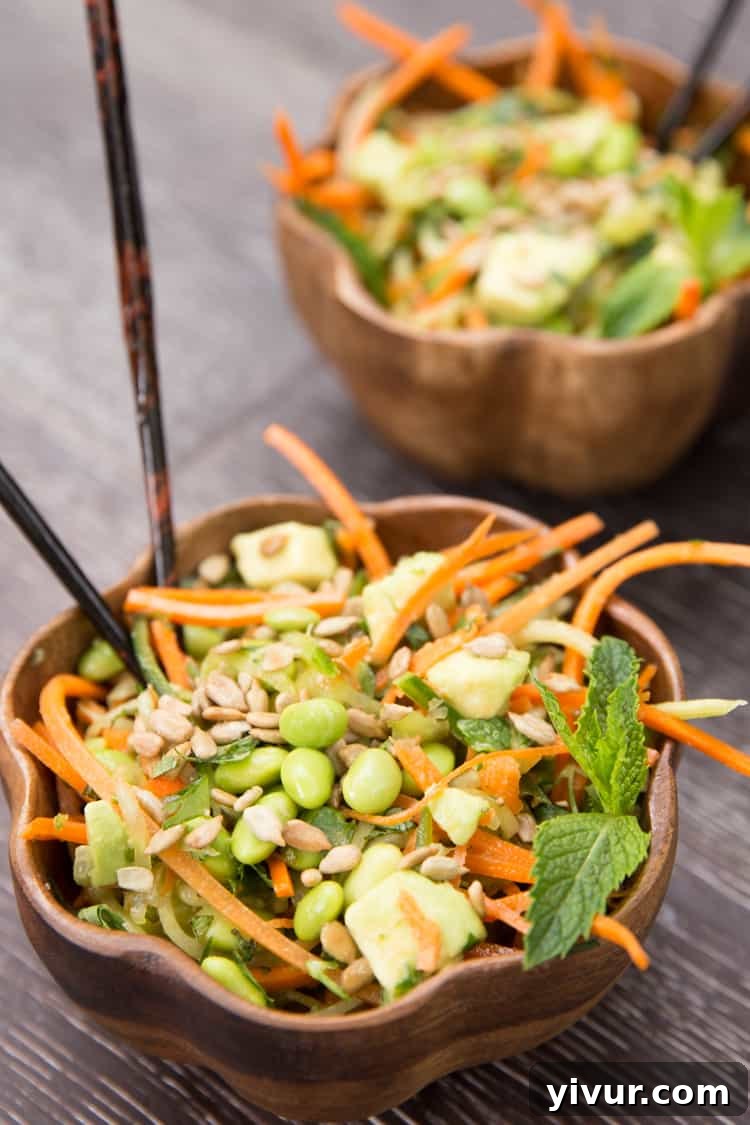 Delicious and healthy Cucumber & Carrot Noodle Thai Salad
