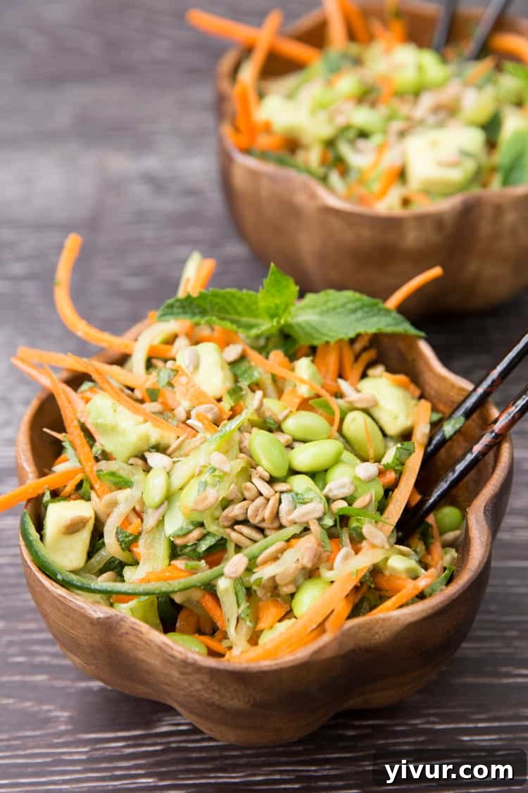 Cucumber & Carrot Noodle Thai Salad with peanut dressing