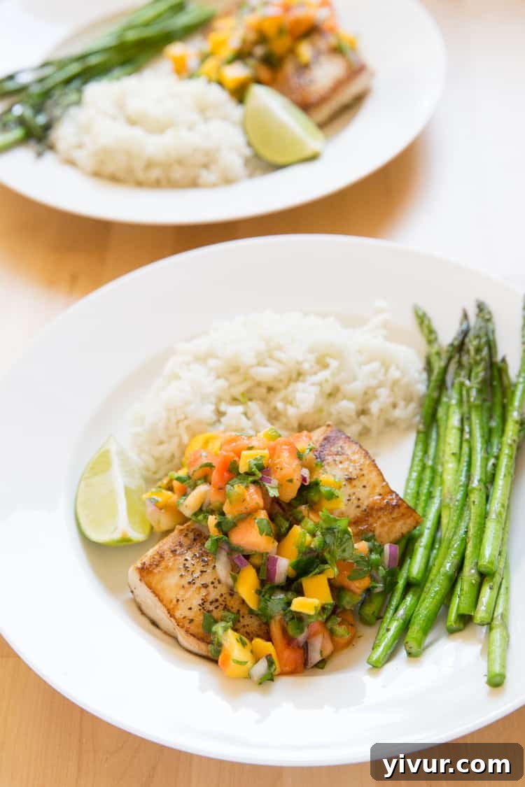 Pan Seared Mahi Mahi with Mango Papaya Salsa
