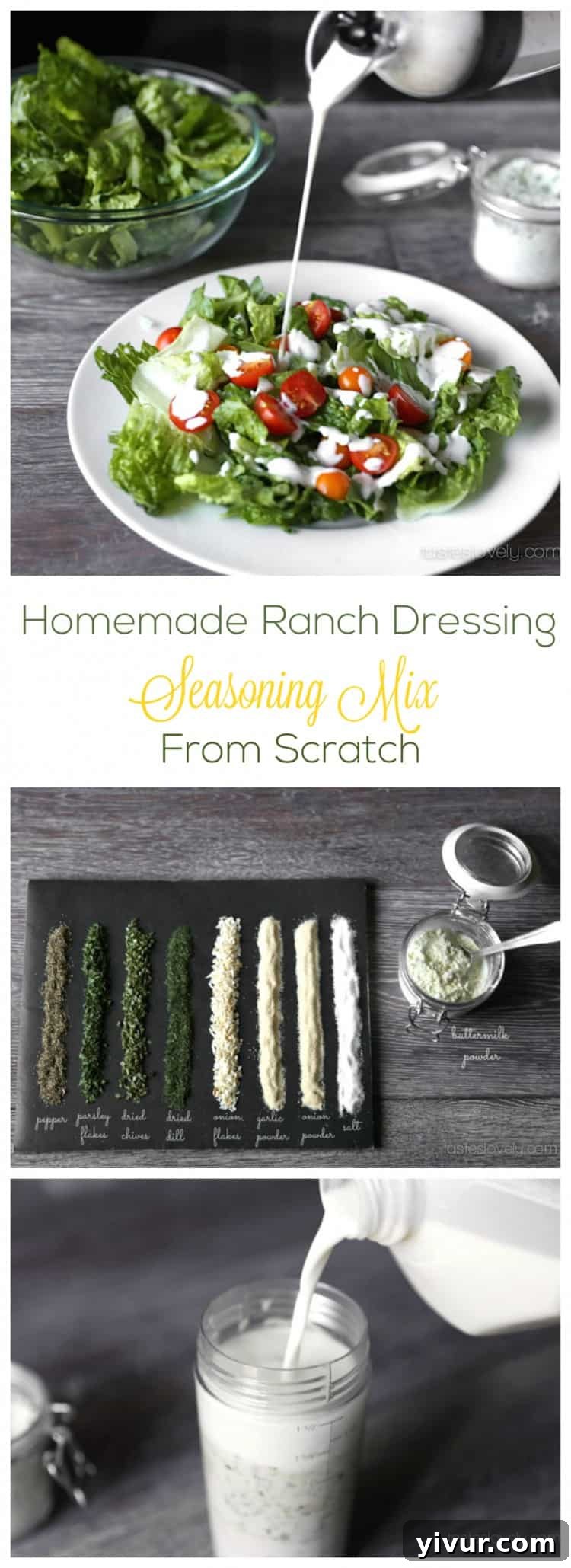Detailed infographic of homemade ranch dressing recipe