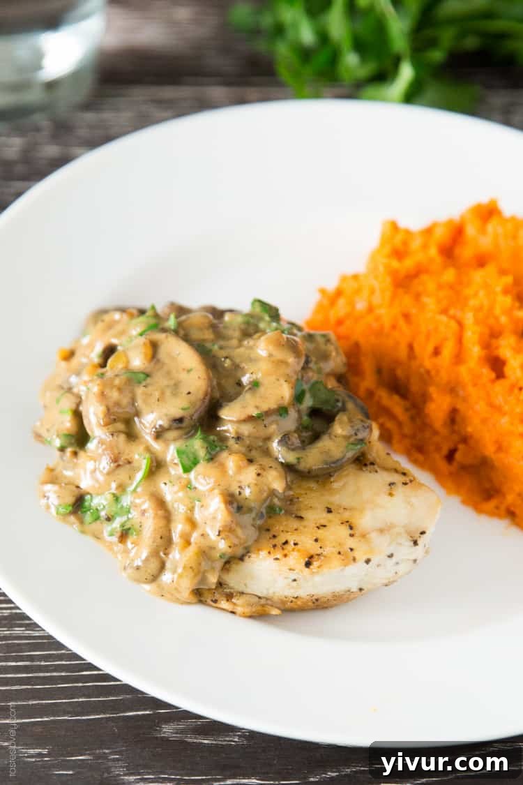 Chicken and Mushroom Fricassee - A creamy, easy one-pan dinner recipe