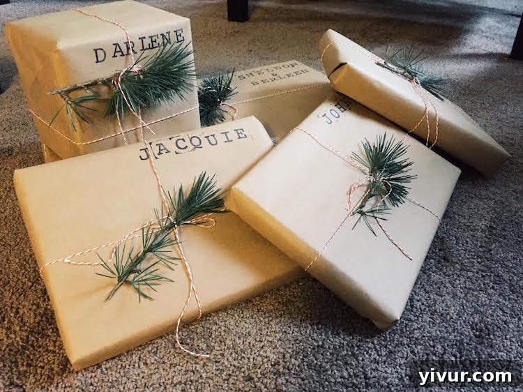 Processed with VSCOcam with g3 preset - Beautifully wrapped holiday gifts for family