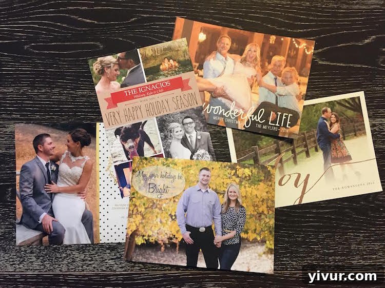 Close-up of Christmas Cards with Photos by the Author