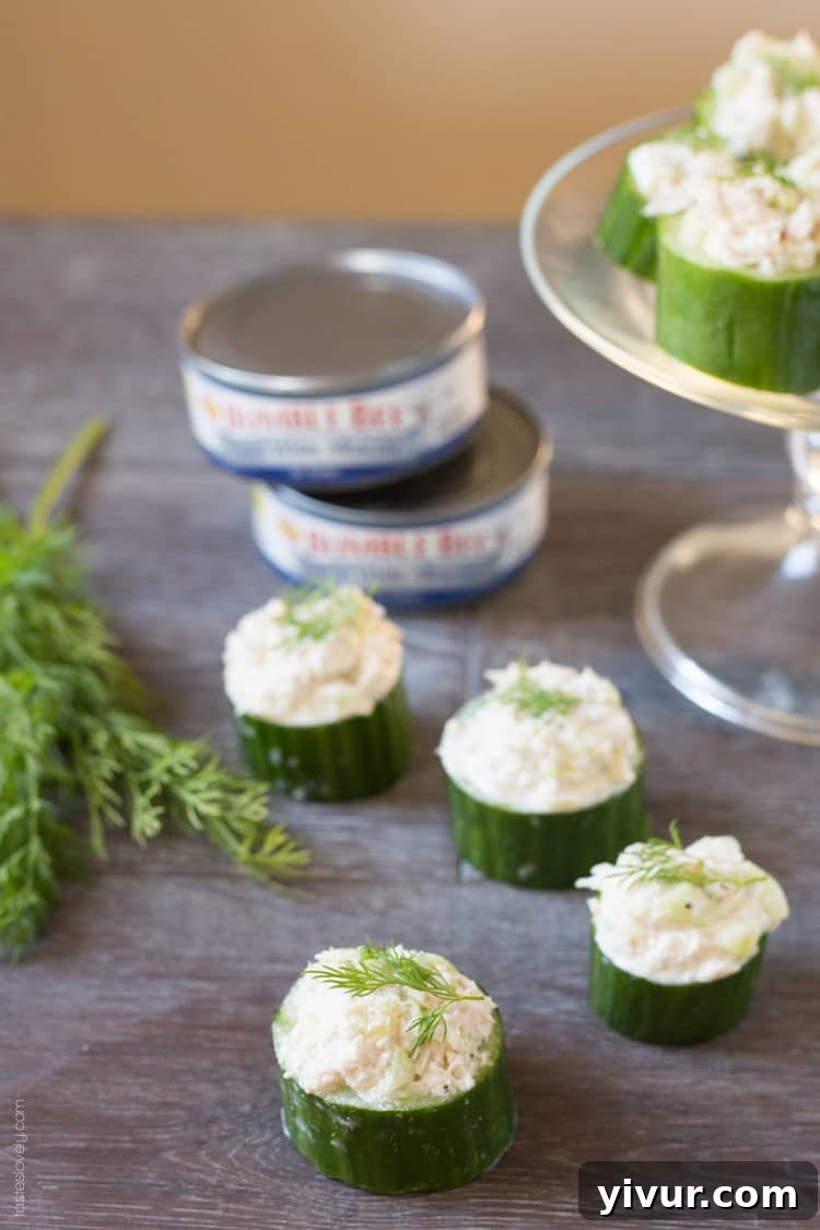 Tuna in Cucumber Cups - A healthy and refreshing low-carb snack