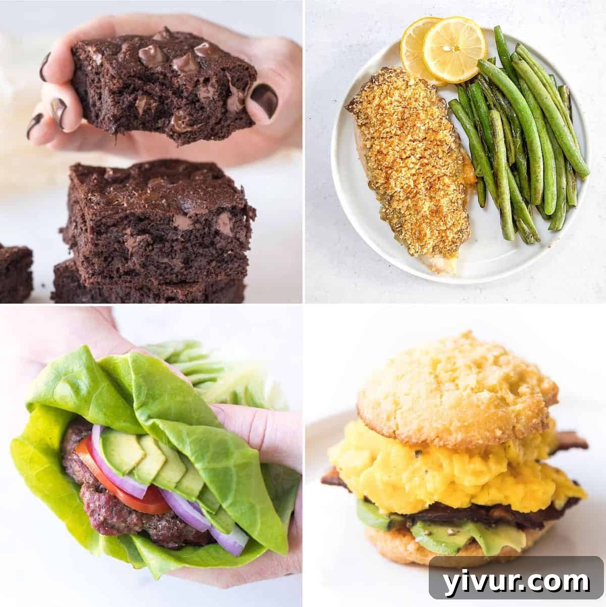 Make Dad's Day Delicious: Keto Recipes and Gift Ideas for Fathers Day 2022 2 A collage of four enticing keto recipes suitable for Father's Day celebration, including grilled ribs, a healthy burger, a breakfast sandwich, and a berry shortcake.