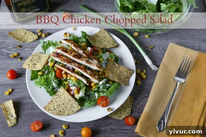 Delicious BBQ Chicken Chopped Salad ready to be served, showcasing vibrant colors