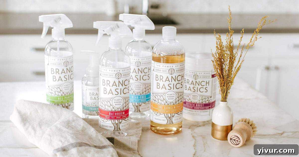 Branch Basics Eco-Friendly Starter Kit, showcasing a range of non-toxic cleaning products for a healthy home.