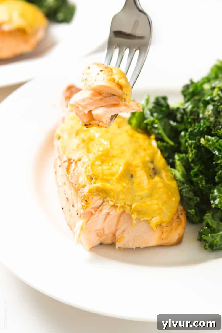 Easy 4 ingredient Orange Mustard Glazed Salmon, ready in just 15 minutes! Perfect for Paleo, Whole30, gluten-free, and low-carb diets.