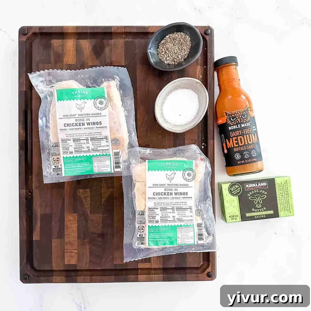 recipe ingredients on a wooden cutting board
