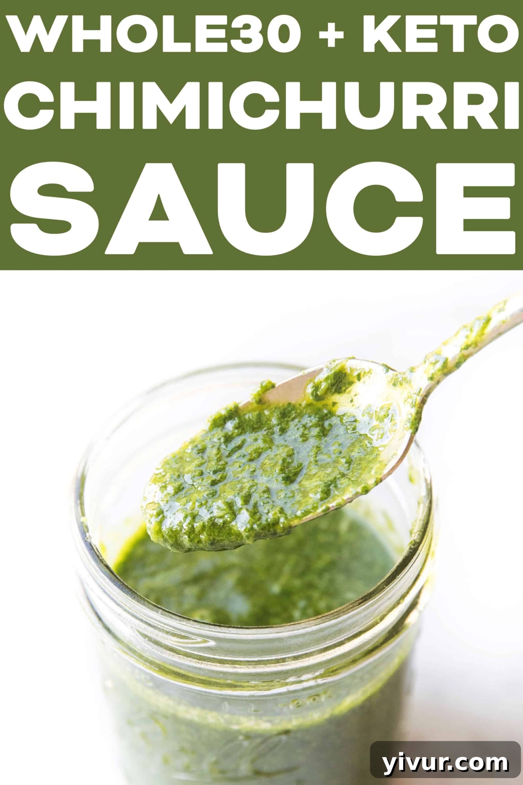 Wholesome Whole30 Chimichurri Sauce Keto and Paleo Friendly 6 Chimichurri sauce served over a plate of grilled food, perhaps steak