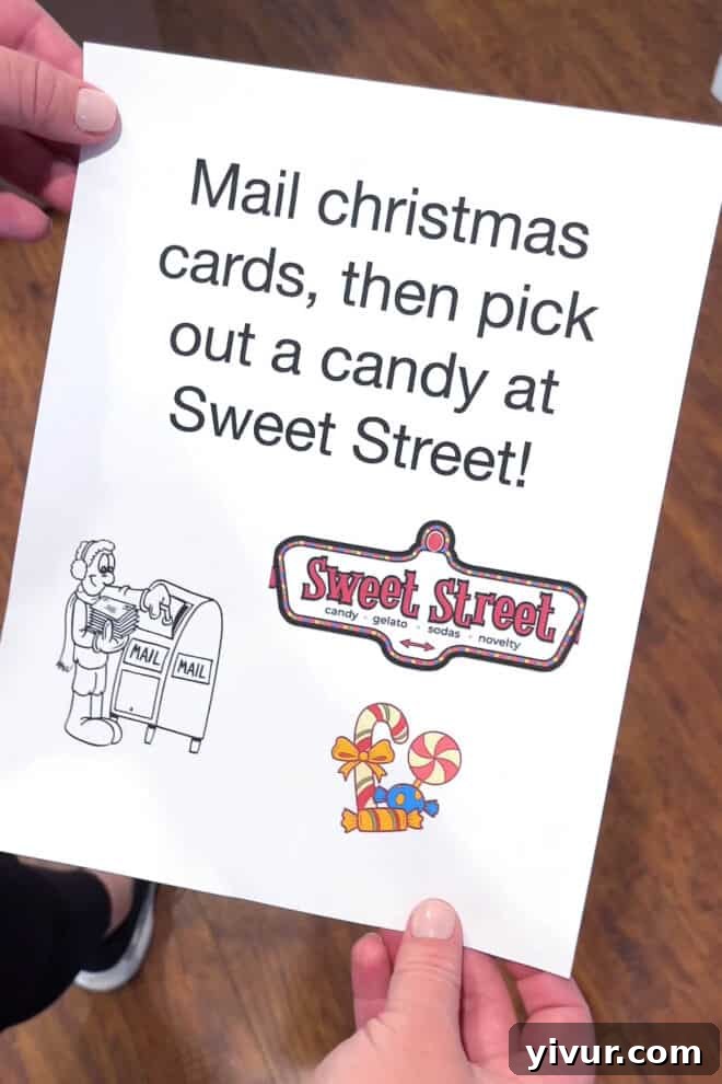 Daily Family Christmas Surprises 4 Close-up of a hand placing a numbered envelope into a shoe organizer slot for an advent calendar