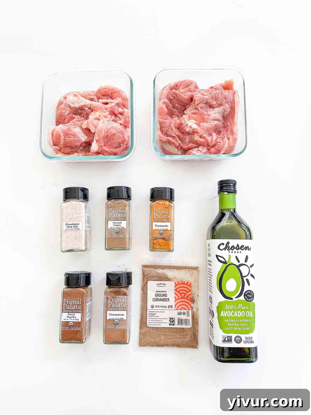 recipe ingredients on a white surface