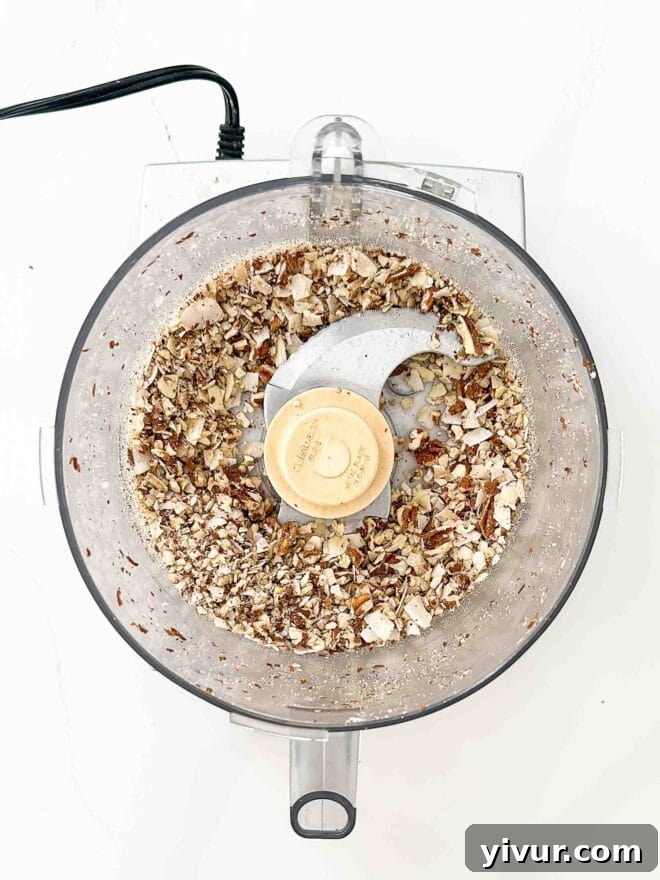 chopped nuts in a food processor