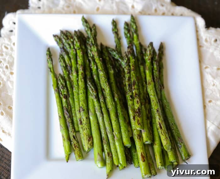 Perfect Grilled Asparagus 13 Platter of freshly grilled asparagus ready to be served