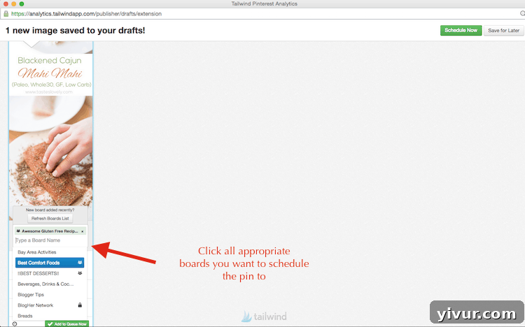 Select Appropriate Boards to Schedule to Tailwind App