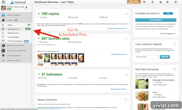 Go To Scheduled Pins on Tailwind