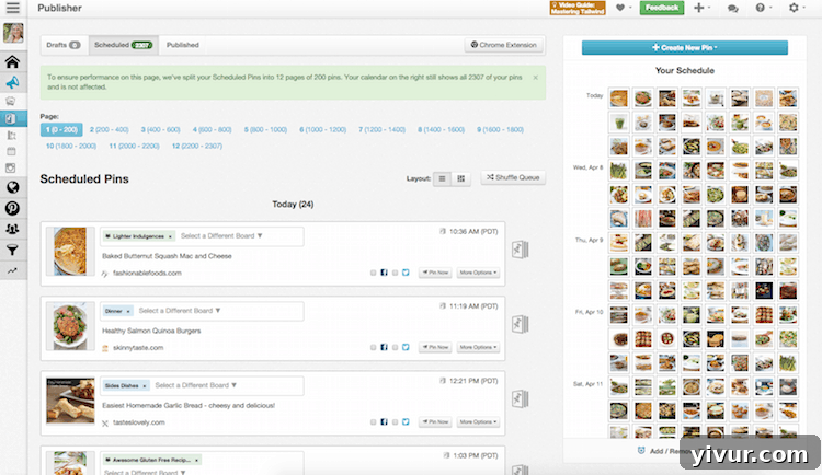 All Scheduled Pins on Tailwind App