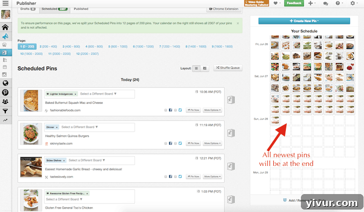 Newest Added Pins are at the end of Your Schedule in Tailwind App