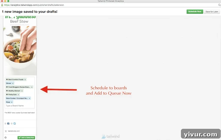 Schedule Seasonal Recipe for the Future with Tailwind