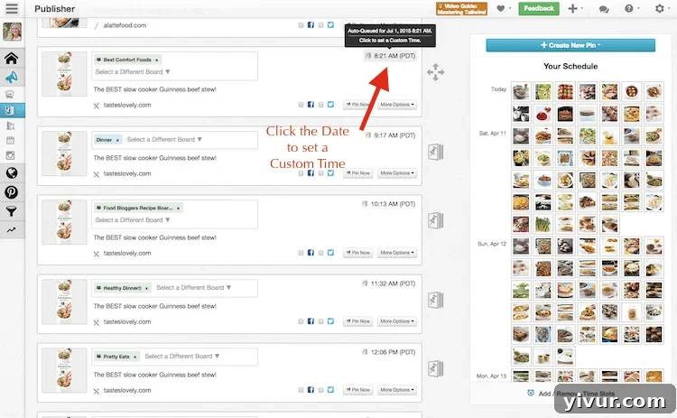 Schedule Seasonal Recipe for the Future with Tailwind