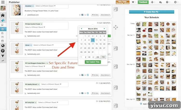 Schedule Seasonal Recipe for the Future with Tailwind