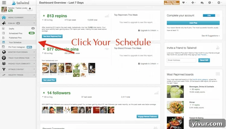 Set up your pinning schedule on Tailwind