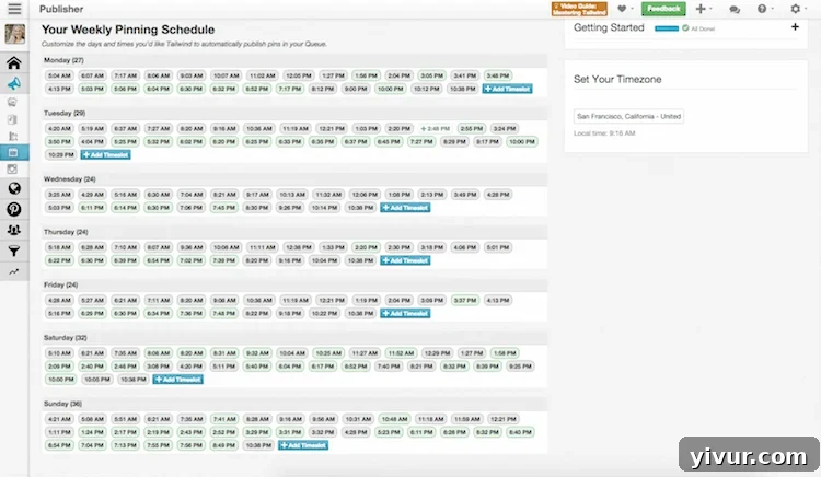 My Weekly Pinning Schedule on Tailwind